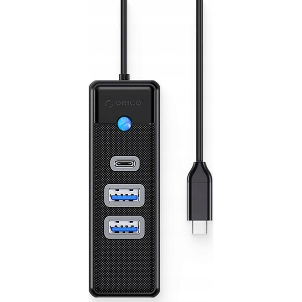 HUB 3-portowy input: USB-C 3.0 / output: 2x USB-A 3.0 + 1x USB-C 3.0 καλώδιο 0,15M - μαύρο