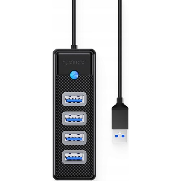 HUB 4-portowy USB-A 3.0 przewód 0,15M - czarny