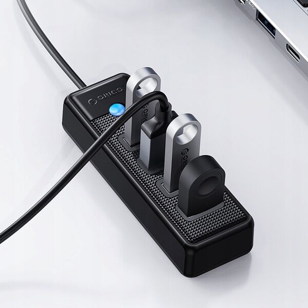 HUB 4-portowy USB-A 3.0 przewód 0,15M - czarny