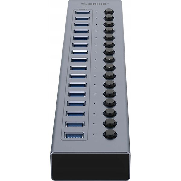HUB 16-portowy z włącznikiem USB-A 3.0 - szary