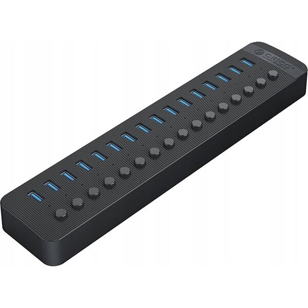HUB 16-portowy z włącznikiem USB-A 3.0 - czarny