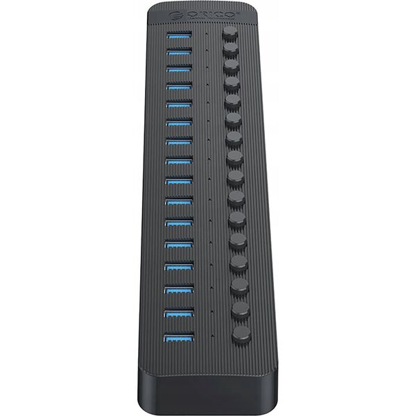 HUB 16-portowy z włącznikiem USB-A 3.0 - czarny