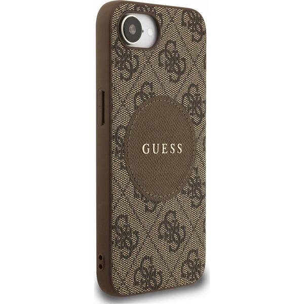 Θήκη Guess 4G Circle Classic Logo MagSafe για iPhone 16e καφέ