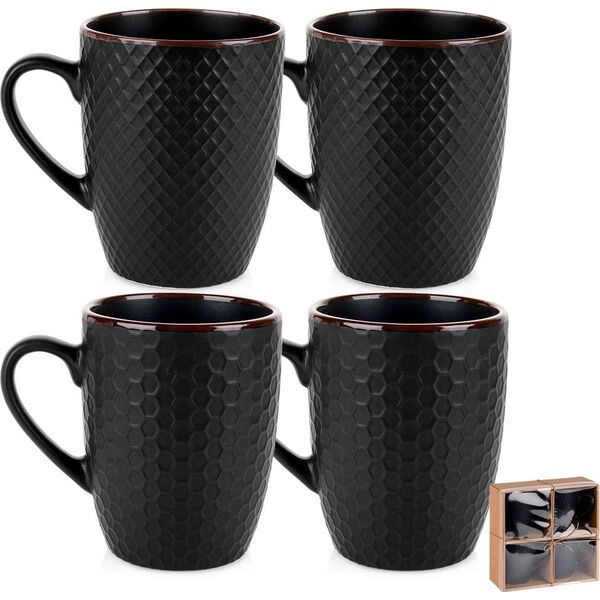 Kubki ceramiczne czarne 400 ml 4 szt.