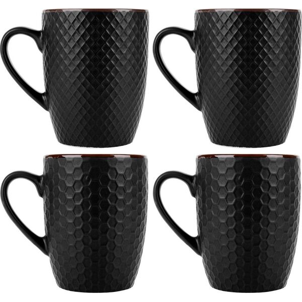 Kubki ceramiczne czarne 400 ml 4 szt.