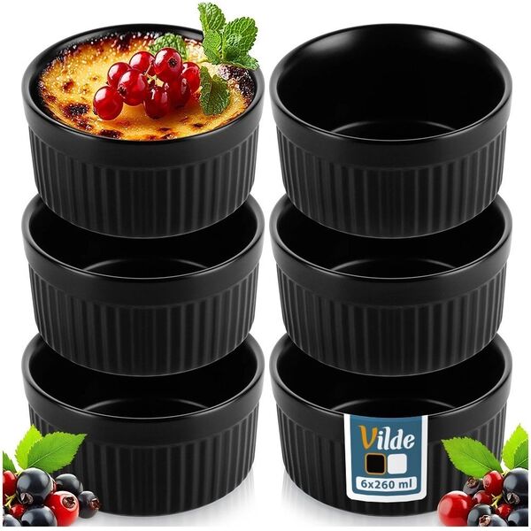 Miseczki do zapiekania ceramiczne czarne 260 ml 6 szt.