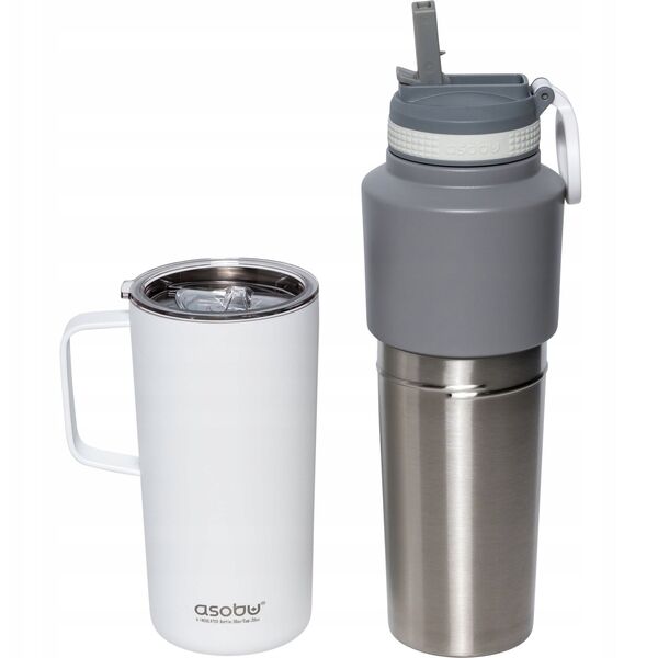 Asobu Asobu Twin Pack Μπουκάλι με Κούπα λευκό, 0.9 L + 0.6 L