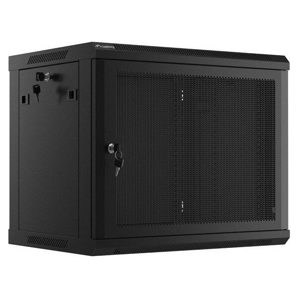 Szafa Lanberg Szafa wiszšca 19 cali 9U 600x450 drzwi perforowane (flat pack) czarna