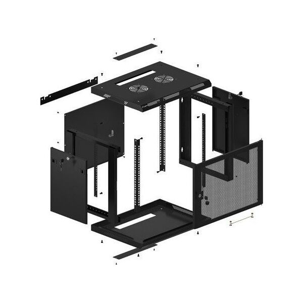 Szafa Lanberg Szafa wiszšca 19 cali 9U 600x450 drzwi perforowane (flat pack) czarna