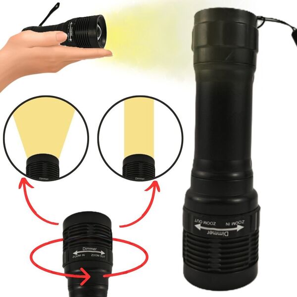 Φακός μαύρος MQ-D002 + μπαταρίες 3xAAA