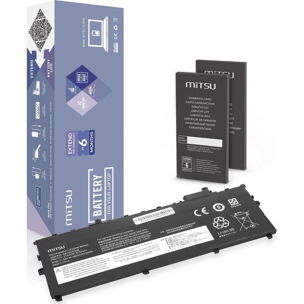 Bateria Mitsu Bateria 01AV430 do Lenovo ThinkPad X1 Carbon 5 6 2017 2018