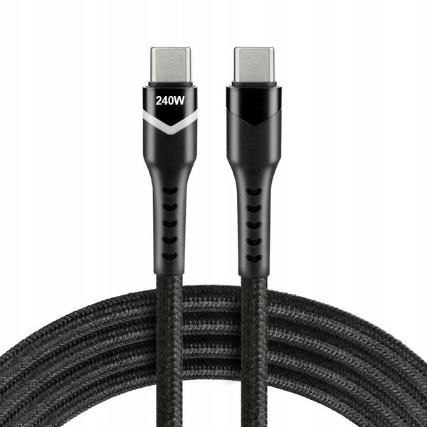 Πλεκτό καλώδιο USB-C -> USB-C 1m 240W RGB μαύρο