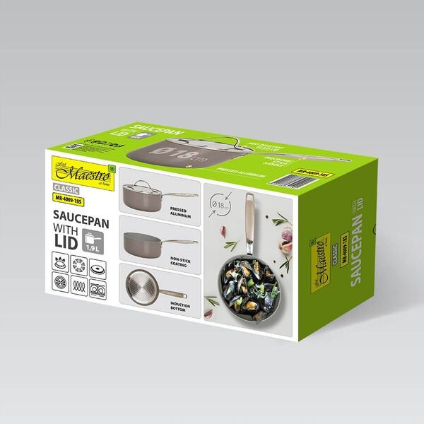 Rondel z pokrywką 18 cm 1 9L MAESTRO MR-4009-18S