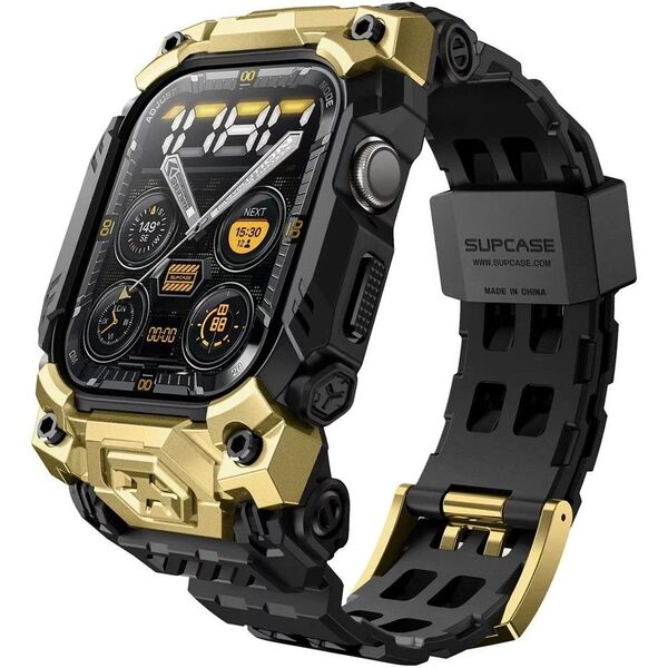 Θήκη με Λουράκι για Apple Watch 10 (46mm) Μαύρο-Χρυσό SUPCASE Unicorn Beetle Ore