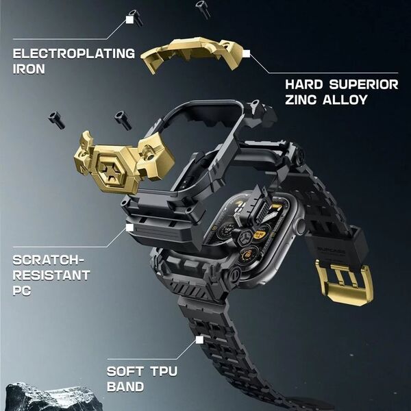 Θήκη με Λουράκι για Apple Watch 10 (46mm) Μαύρο-Χρυσό SUPCASE Unicorn Beetle Ore