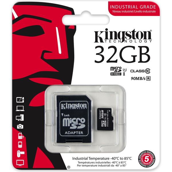 Karta Kingston Industrial MicroSDHC 32 GB Class 10 UHS-I/U1  (SDCIT/32GB)