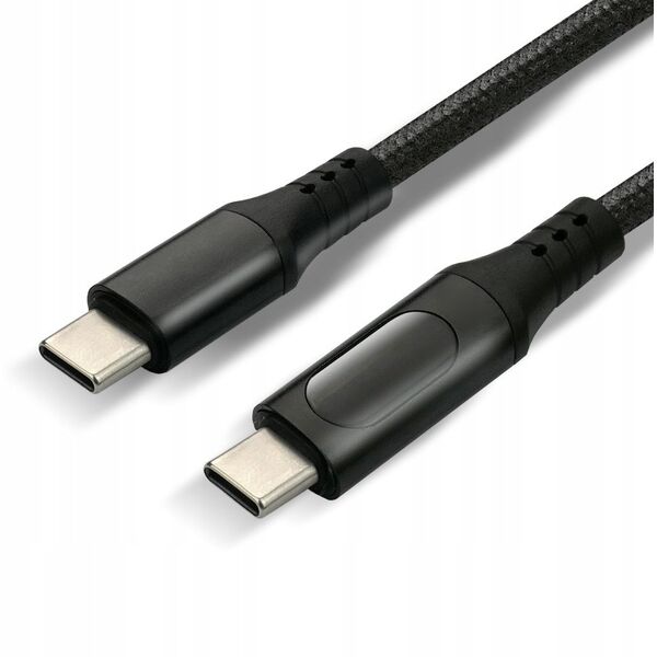 Πλεκτό καλώδιο USB-C -> USB-C 3m 60W με ενσωματωμένη οθόνη μαύρο