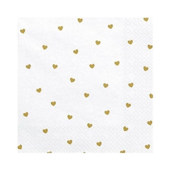 Party Deco Serwetki Serca, biały, 33x33cm uniwersalny