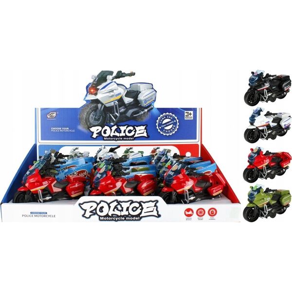 Mega Creative MOTOCYKL POLICJA P/B 13CM MIX4 MC DISP12/144/288
