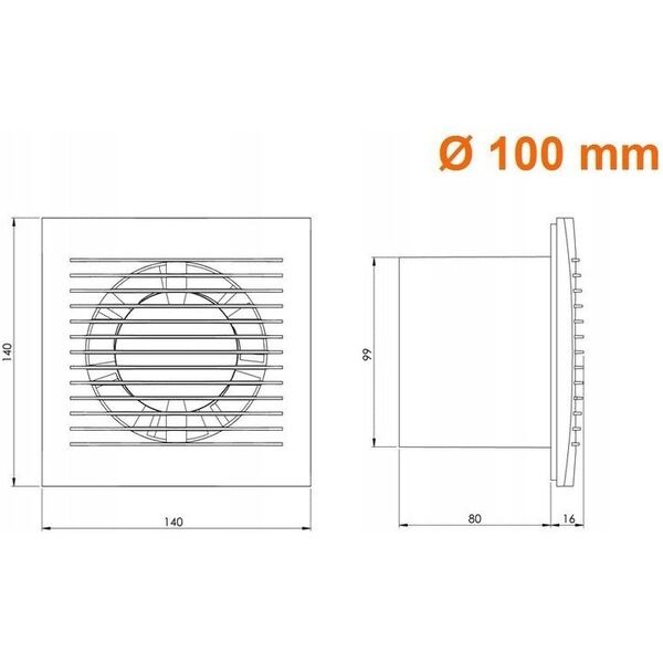 Ανεμιστήρας οικιακής χρήσης EUROPLAST E-Extra EE100WP, 100mm, με καλώδιο και διακόπτη