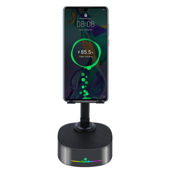 Ηχεἰο with phone stand Kisonli M5, Bluetooth, Wireless charging, FM, AUX, RGB, Διαφορετικα χρωματα - 22275 έως 12 άτοκες Δόσεις