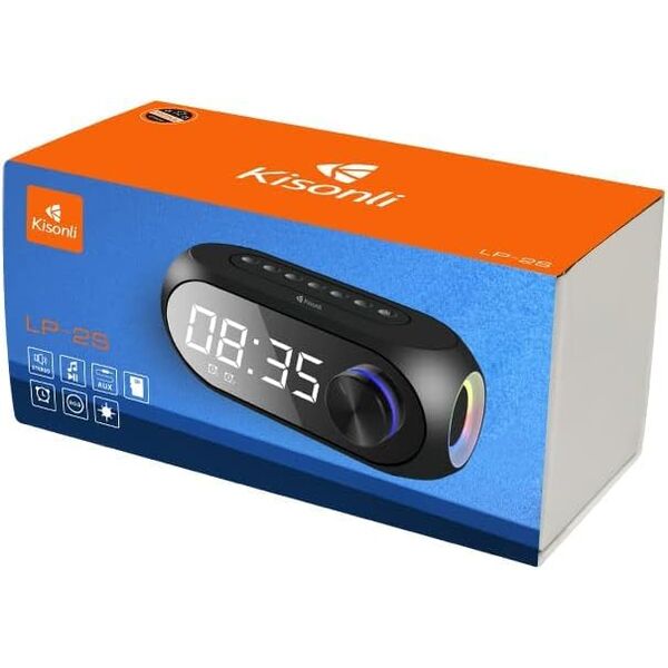 Speaker Kisonli LP-2S, Bluetooth, Clock, SD, FM, AUX, RGB, Black - 22280 έως 12 άτοκες Δόσεις