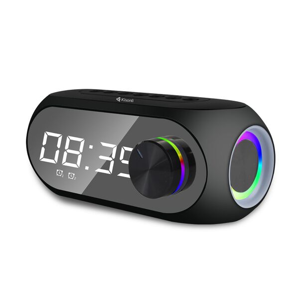 Speaker Kisonli LP-2S, Bluetooth, Clock, SD, FM, AUX, RGB, Black - 22280 έως 12 άτοκες Δόσεις
