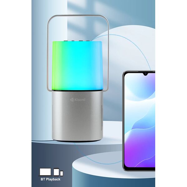 Ηχεἰο Kisonli Q6 Plus, Bluetooth, AUX, SD, FM, RGB, Ασημένιο - 22282 έως 12 άτοκες Δόσεις