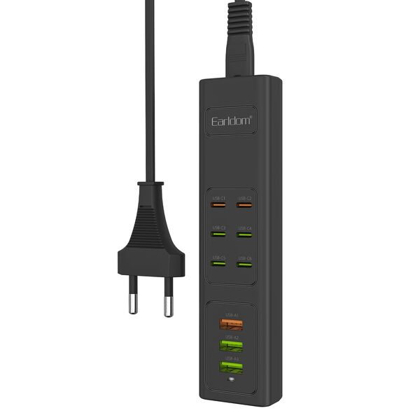 Πολύπριζο Earldom ES-SC24, 6 х USB-C, 3 x USB F, 1m., Μαυρο - 40520 έως 12 άτοκες Δόσεις