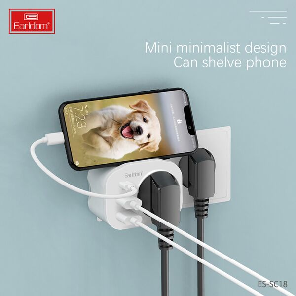 Λευκό Earldom ES-SC18, 2xUSB, 1xType-C, Ασπρο - 40524 έως 12 άτοκες Δόσεις