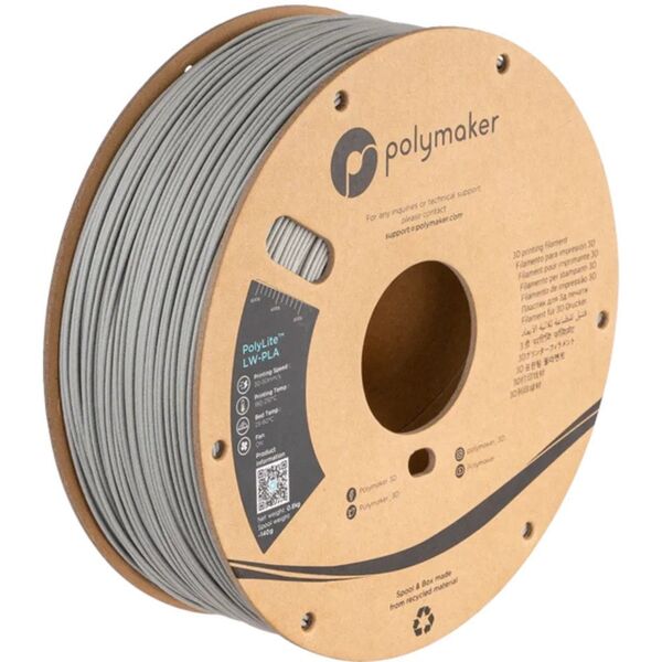 Filament Polymaker PolyLite LW-PLA 1,75mm 0,80kg - Grey}