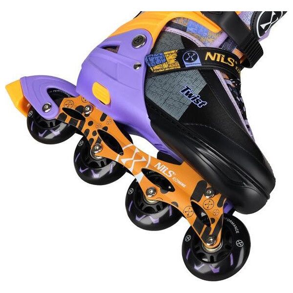 Łyżworolki rolki regulowane Nils Extreme Twist NA13810 rozmiar S (31-34) żółto-fioletowe