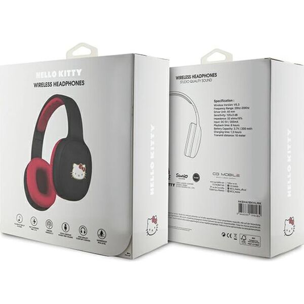 Słuchawki HelloKitty Hello Kitty słuchawki nauszne Bluetooth HKBHA1BKHLMK czarny/black Metal Logo