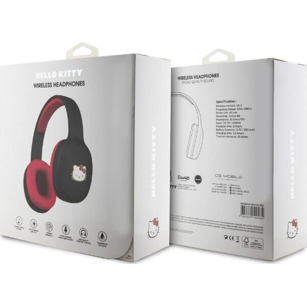 Słuchawki HelloKitty Hello Kitty słuchawki nauszne Bluetooth HKBHA1BKHLMK czarny/black Metal Logo