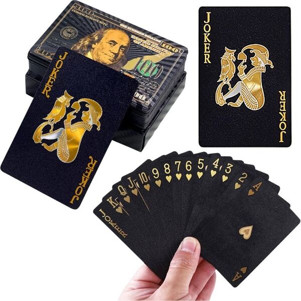 Karty Do Gry Towarzyskiej Eleganckie Banknot Dolar Czarne Talia 54 Karty LEAN TOYS