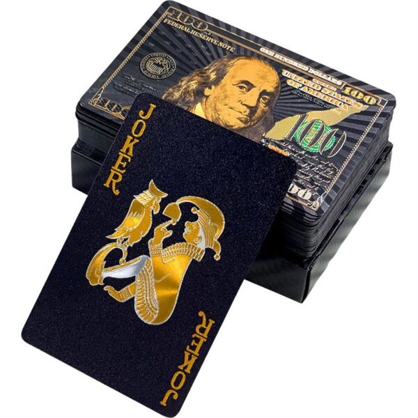 Karty Do Gry Towarzyskiej Eleganckie Banknot Dolar Czarne Talia 54 Karty LEAN TOYS