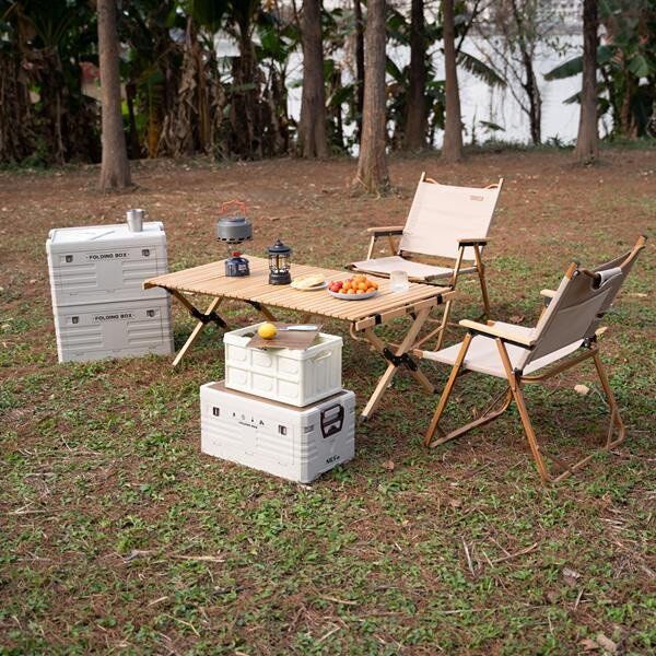 Składana skrzynia kempingowa biała z funkcją stołu 2w1 Nils Camp NCB4007 35x22x12 cm 15L