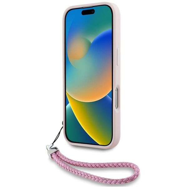 Etui Karl Lagerfeld Quilted Initial Logo & Chain Strap do Apple iPhone 16 Pro różowy