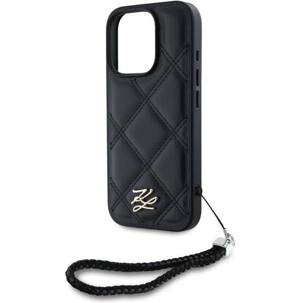 Etui Karl Lagerfeld Quilted Initial Logo & Chain Strap do Apple iPhone 16 Pro Max czarny