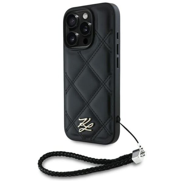 Etui Karl Lagerfeld Quilted Initial Logo & Chain Strap do Apple iPhone 16 Pro Max czarny