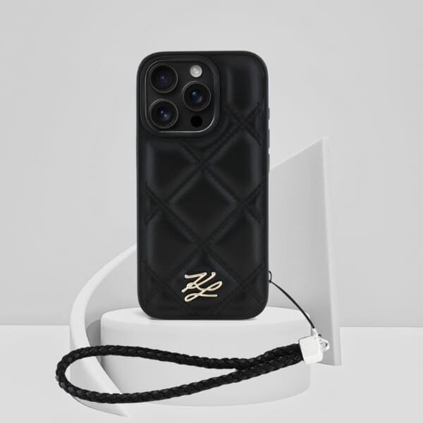 Etui Karl Lagerfeld Quilted Initial Logo & Chain Strap do Apple iPhone 16 Pro Max czarny