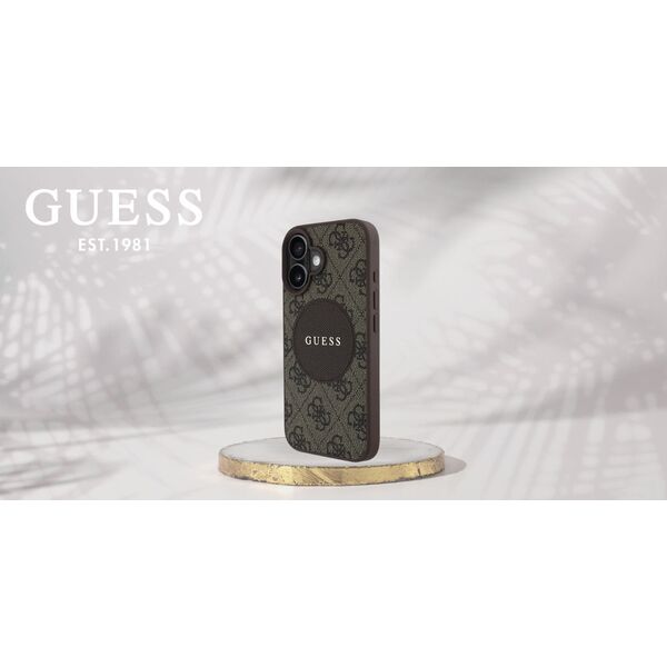 Etui Guess 4G Circle Classic Logo        MagSafe do iPhone 16 brązowy