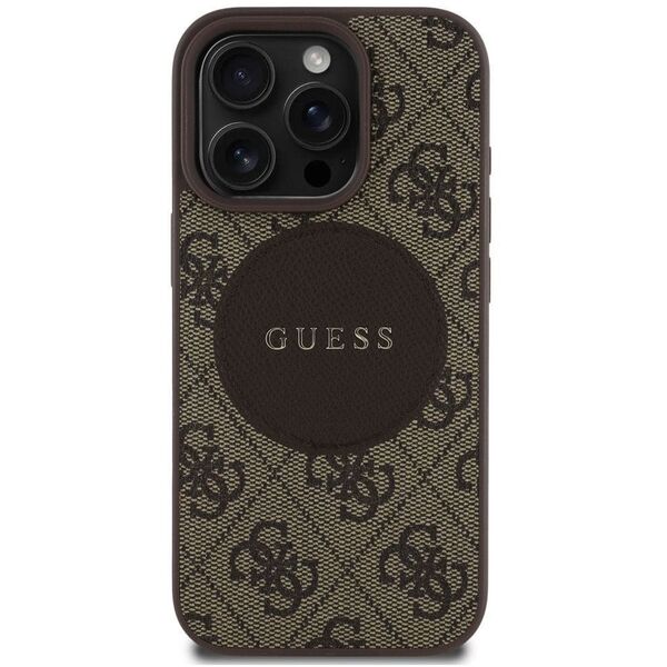 Etui Guess 4G Circle Classic Logo        MagSafe do iPhone 16 Pro Max brązowy