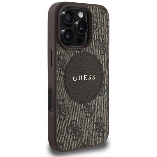 Etui Guess 4G Circle Classic Logo        MagSafe do iPhone 16 Pro Max brązowy