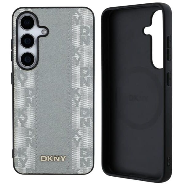 Etui DKNY Leather Checkered Pattern      MagSafe do Samsung Galaxy S25 taupe