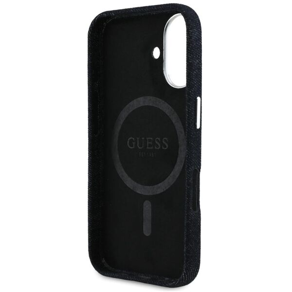 Etui Guess Denim Triangle Logo MagSafe   do iPhone 16 czarny