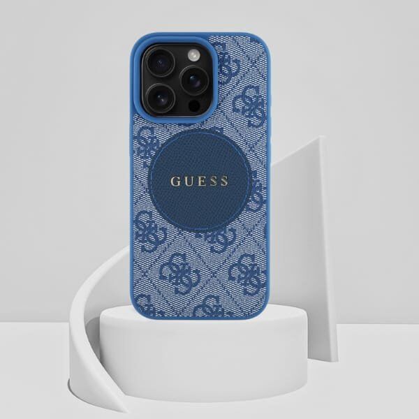 Etui Guess 4G Circle Classic Logo        MagSafe do iPhone 16 Pro niebieski