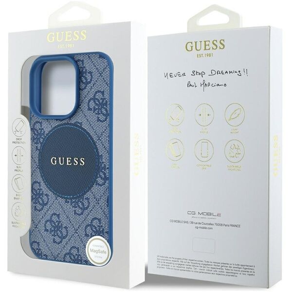 Etui Guess 4G Circle Classic Logo        MagSafe do iPhone 16 Pro niebieski