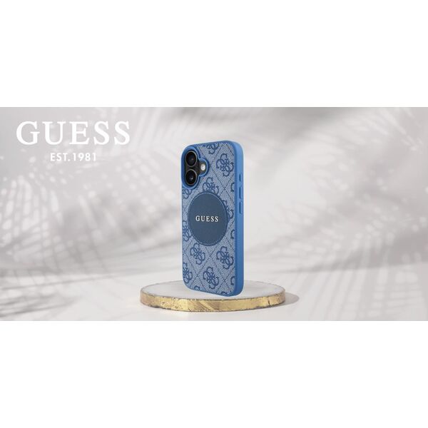 Etui Guess 4G Circle Classic Logo        MagSafe do iPhone 16 niebieski