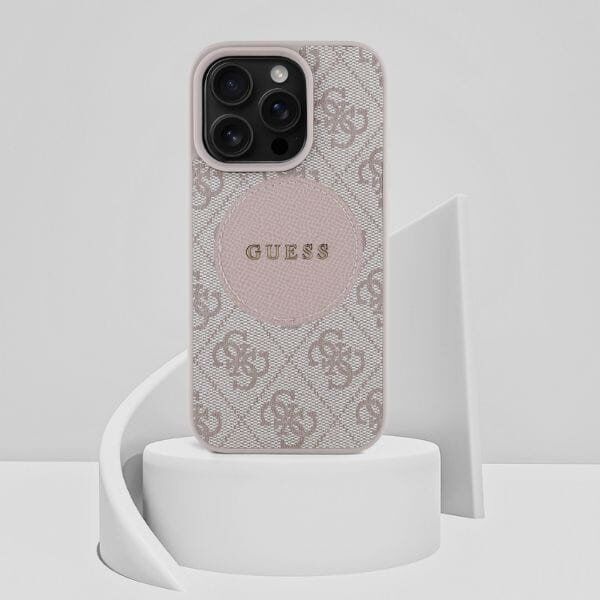 Etui Guess 4G Circle Classic Logo        MagSafe do iPhone 16 Pro Max różowy